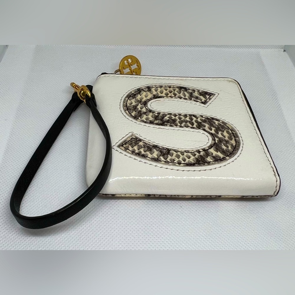 Preloved RARE 🔥 Tory Burch Monogram S leather Card Case Wallet Keychain